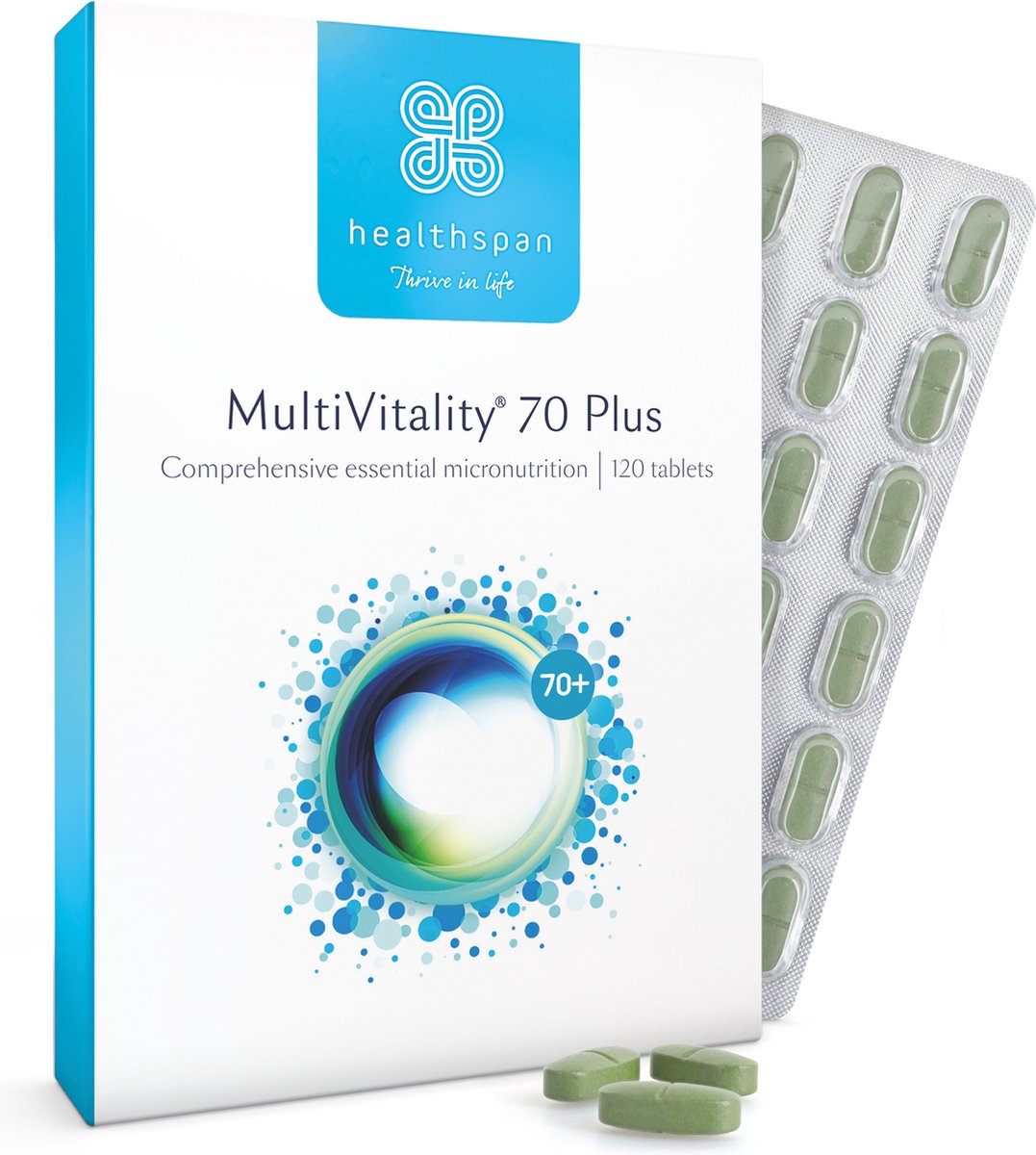 Healthspan Multivitamine 70 Plus | 120 tabletten | Met vitamine C & vitamine D3 | Multivitamine co-enzym Q10 | Ginseng | Bioflavonoïden | Alfa Liponzuur Acetyl L-carnitine | Vegetarisch