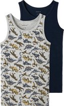 NAME IT NKMTANK TOP 2P GREY MELANGE DINO INJ Jongens Onderhemd - Maat 92