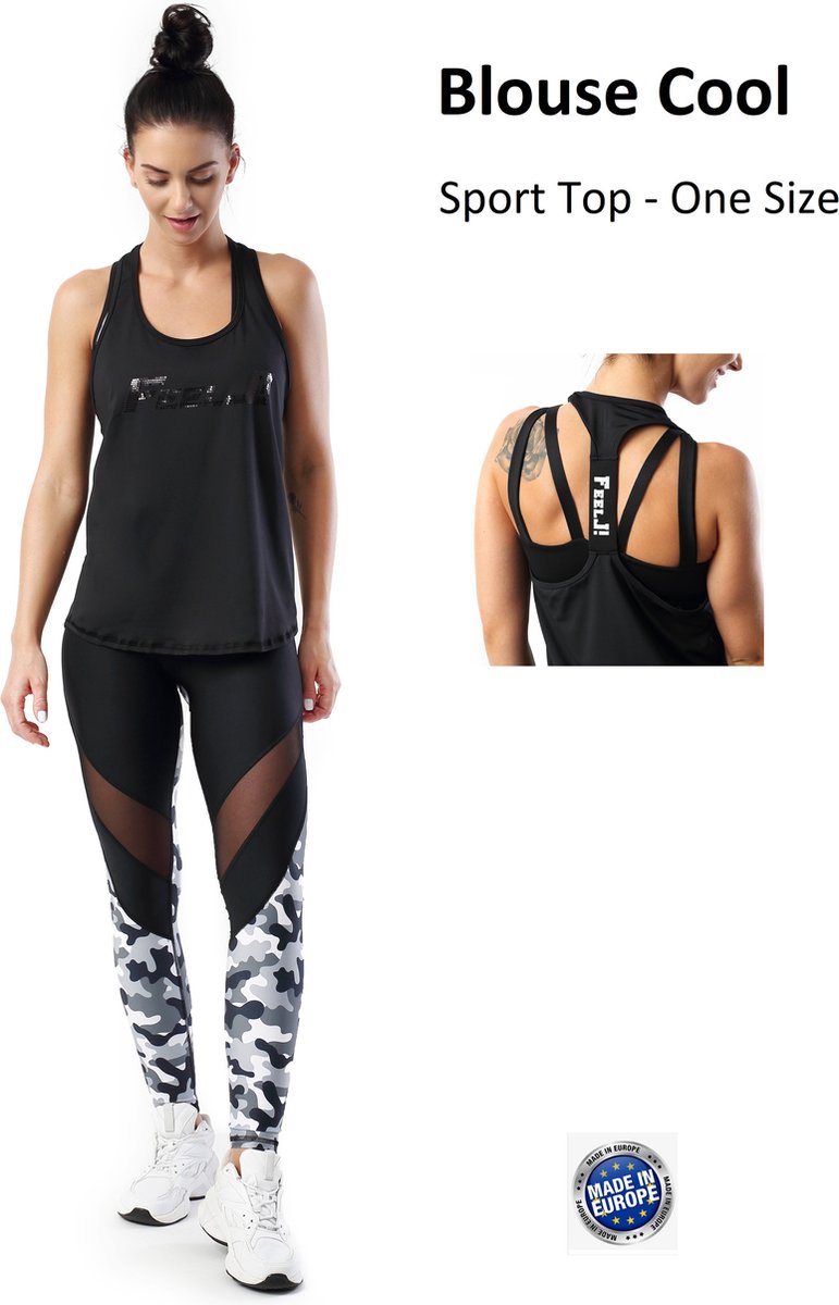 Feelj Baggy Blouse Cool Sportshirt - Sport Top One Size S/M - Zwart