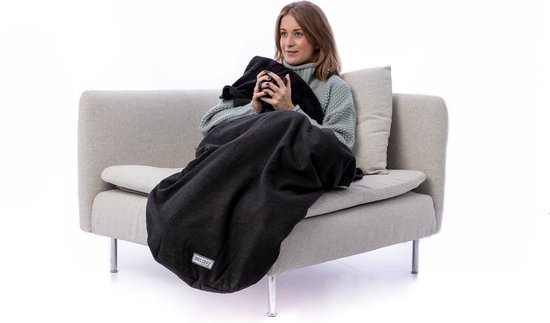 Belieff® XL Cozy deken met voetenzak en handzakken - Multifunctionele deken - Dubbelgevoerd fleece - Grijs