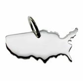 Zilveren Hanger land USA-Amerika | 925 Sterling Silver | met Gratis lederen hals ketting | vorm landkaart USA-America | mooi, leuk souvenir en cadeau voor jezelf of een ander | landhanger zilver | geschenkverpakking