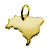 Zilveren en gouden landkaarthangers - Landkaart hanger Brazilië | Landen ketting hanger | Massief 14 karaat goud - Met Keurmerk Stempel - Met echtheidscertificaat - In leuke cadeau