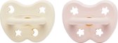 HEVEA | Duopack spenen (2 stuks) | Rond | Powder Pink & Milky White | 0-3 maanden