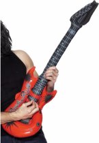 4x stuks opblaasbare rode elektrische gitaar 99 cm - Verkleed zwembad speelgoed muziekinstrumenten