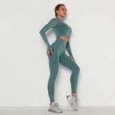 Shape Sportlegging - Dames High Naadloze Push Up Yoga Broek - Groen - Maat S