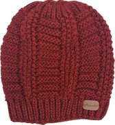 Antonio Muts – Granny Muts – Dubbel Gebreid– Bordeaux Rood – Effen Kleur – One Size – Dames – Volwassenen - Warme Winter Muts