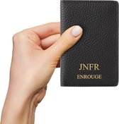 ENROUGE Cardholder Wallet BERRY BLACK | Luxe Pasjeshouder Portemonnee van Echt Leer | Gepersonaliseerd met Naam of Initialen | 100% Leder | Cadeautip Inclusief Geschenkverpakking