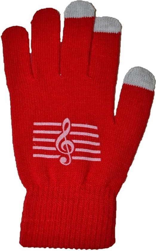 Touchscreen handschoenen met vioolsleutel, rood