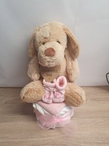 Luiertaart meisje met hond | Kraamcadeau meisje | Gratis en snel verzonden