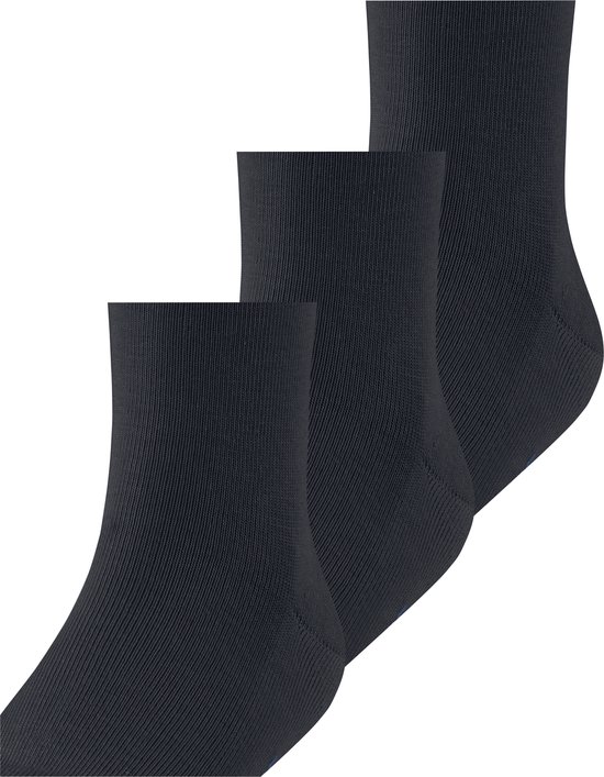 Drie donkerblauwe Falke Family sokken met ribbels.