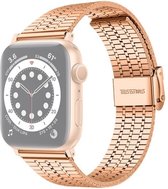 By Qubix Metalen bandje - Rosé goud - Geschikt voor Apple watch 38mm - 40mm - 41mm - Compatible Apple watch bandje - smartwatch bandje