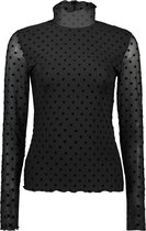 Only T-shirt Onlmolly Flock L/s Highneck Top Jrs 15264694 Black/dot Dames Maat - L