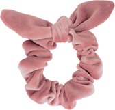 Scrunchie met strik - soft pink velvet | Roze | Meisje