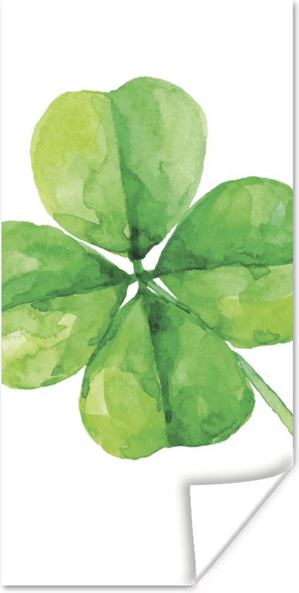 Poster Klavertje Vier - Waterverf - Plant - 20x40 cm