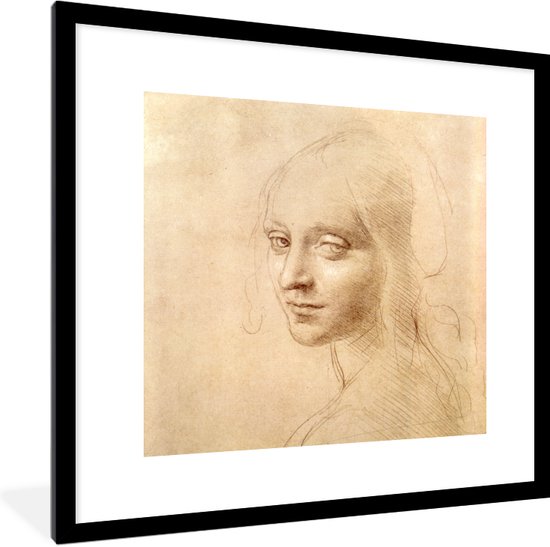 Fotolijst incl. Poster - Schets - Leonardo da Vinci - 40x40 cm - Posterlijst