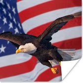 Poster Amerikaanse zeearend voor de Amerikaanse vlag - 100x100 cm XXL