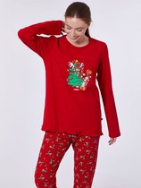 Woody pyjama meisjes - rood - 212-1- CPB-Z/407 - maat 128