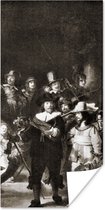Poster De Nachtwacht in zwart-wit - Schilderij van Rembrandt van Rijn - 60x120 cm