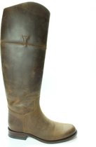 Sendra Boots 6629 Bruin Dames Rijlaars Ronde Neus Platte Hak Ritssluiting Vintage Look Echt Leer Maat 36