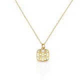 Magnifique collier en argent plaqué or 18 carats avec pendentif chinois