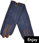handschoenen blauw- suèdelook- touch tip-