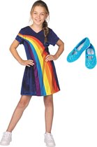 K3 jurkje regenboog - nieuw blauw + schoentjes - 6-8 jaar - mt 28
