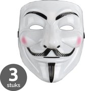 Anonymous Masker - 3 stuks - Wit - Vendetta - Guy Fawkes - Halloween