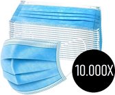 Mondkapje - 10.000 stuks - 3 laags - Niet medisch mondmasker - Blauw - Mondkapjes - Grootverpakking - Voor bedrijven