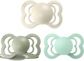 BIBS Supreme Fopspeen | Bundel set 3 stuks | T2 | Maat 2 | 6-18 maanden | Latex | vanilla, Nordic Mint, Sage | Natuurrubber