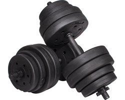 Springos Dumbbells Set | Gewichten set | Halterset | 16 gewichten | 30 kg | Zwart