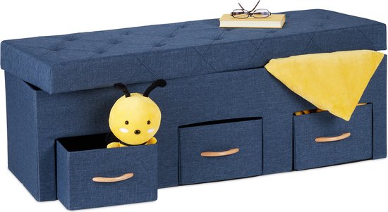 Opvouwbare opbergbank met deksel en comfortabele zitting