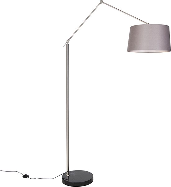 QAZQA editor - Moderne Vloerlamp | Staande Lamp met kap - 1 lichts - H 1908 mm - Donkergrijs - Woonkamer | Slaapkamer