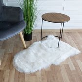 Tapijt kunstleer voor de woonkamer kunstleer slaapkamer vloerkleed wit 60x90cm UC20235W