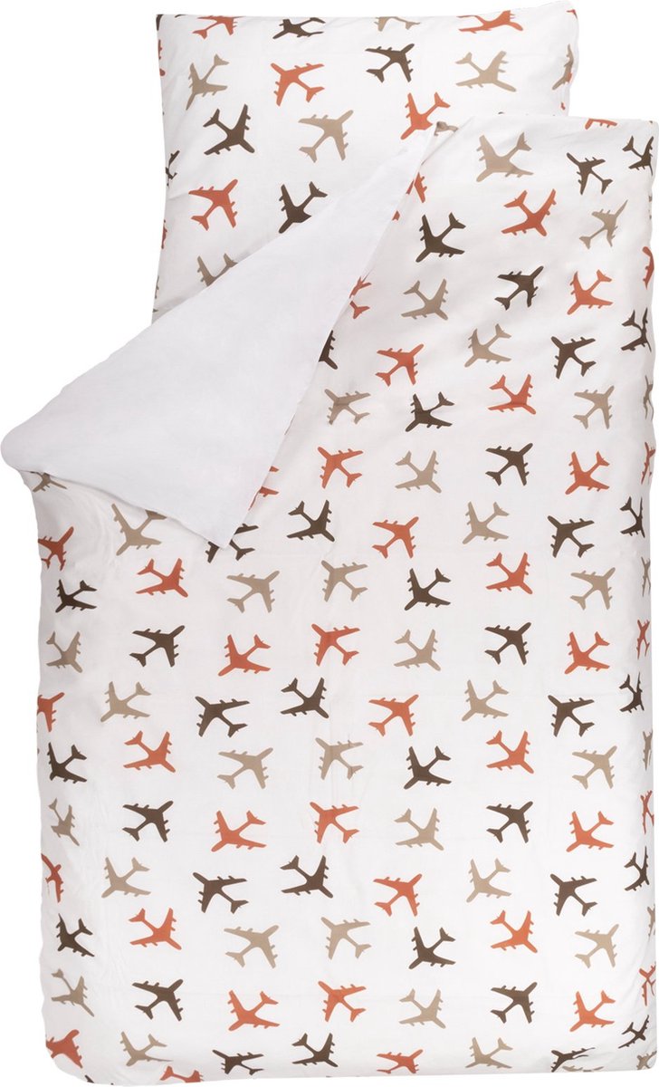 BINK Bedding Dekbedovertrek Planes Choco 1-persoons 140 x 200/220 cm (+ 1 kussensloop 60 x 70 cm)