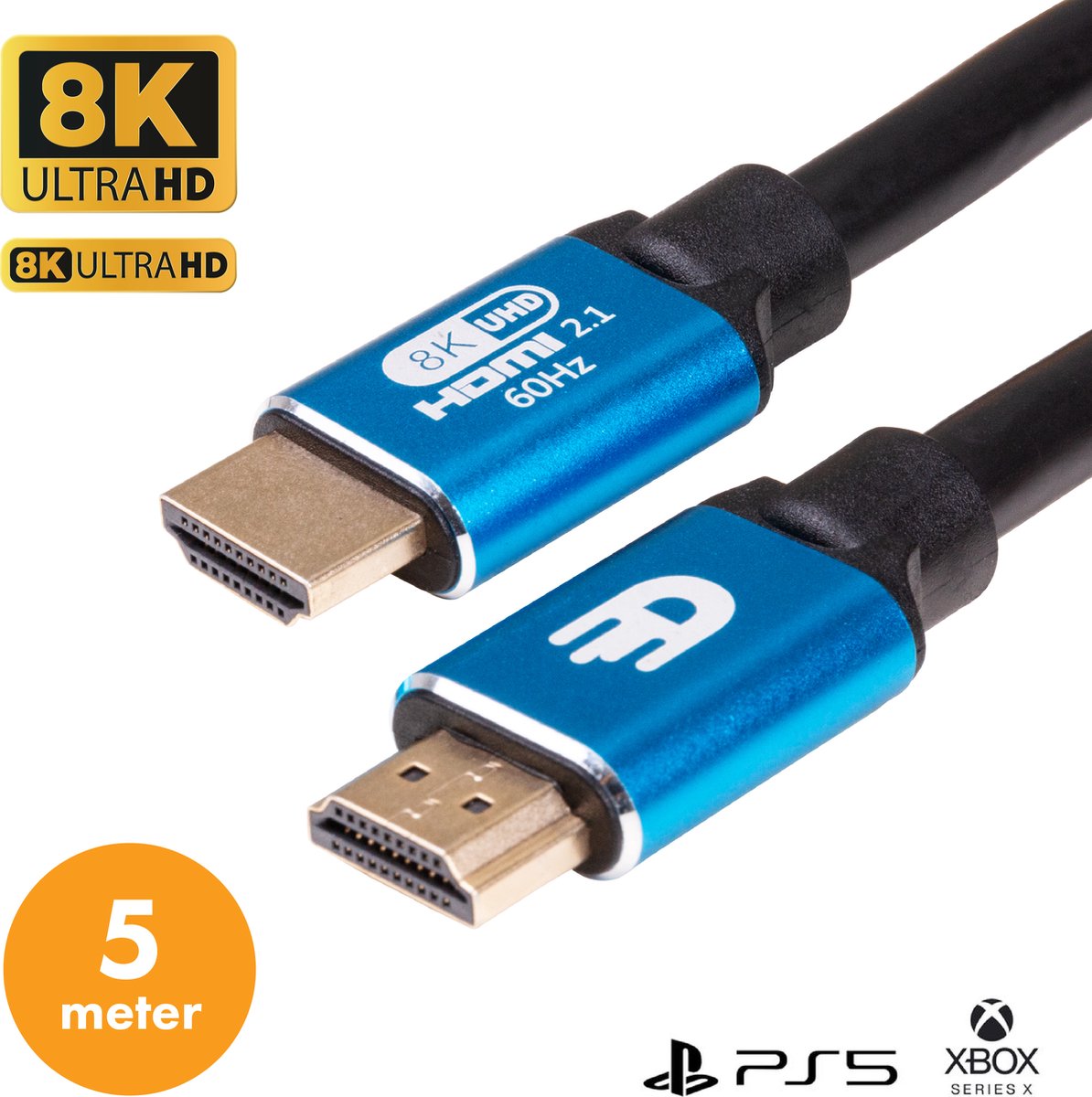 Drivv. Premium HDMI Kabel 2.1 - Ultra HD High Speed 8K - 4K 120hz - Xbox Series X & PS5 - 5 meter - Blauw - Drivv.