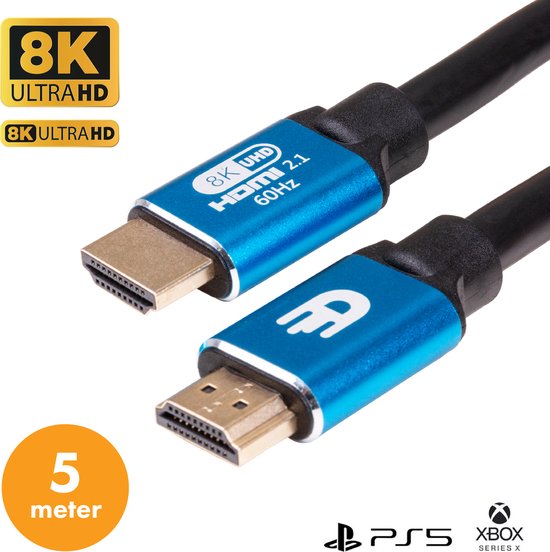 Drivv. Premium HDMI Kabel 2.1 - Ultra HD High Speed 8K - 4K 120hz - Xbox Series X & PS5 - 5 meter - Blauw