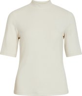 Vila T-shirt Visolitta Rib Funnelneck 2/4 Top/su 14056528 Birch Dames Maat - XS