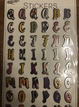 Stickers Alfabet mix kleur 36 letterstickers (per vel) +- 2 cm hoog en +- 2 cm lang
