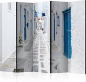 Vouwscherm - Grieks droom eiland 225x172cm  , gemonteerd geleverd, dubbelzijdig geprint (kamerscherm)