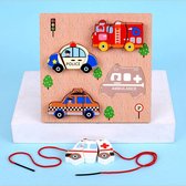 4yourkids - Houten Veterspeelgoed puzzel - Auto - Blok puzzel - Vroege educatieve ontwikkeling - Jongens en meisjes - Kinderen - 3 jaar - Gift - Cadeau - Sinterklaas - Kerst