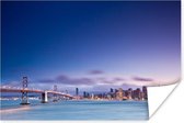 Skyline vanaf de Golden Gate Bridge Poster 180x120 cm - Foto print op Poster (wanddecoratie woonkamer / slaapkamer) / Amerikaanse steden Poster XXL / Groot formaat!