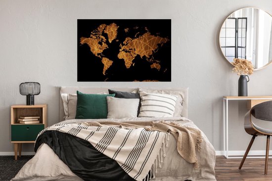 Décoration murale - Carte du Wereldkaart - Abstrait - Marron - 120x90 cm - Affiche