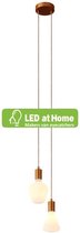 LEDatHOME - 2-lichts multi-hanglamp met stoffen kabel en metalen afwerkingen