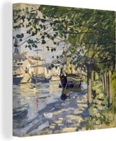 Canvas Schilderij De Seine bij Rouen - Claude Monet - 90x90 cm - Wanddecoratie