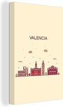 Canvas Schilderij Valencia - Spanje - Skyline - 80x120 cm - Wanddecoratie