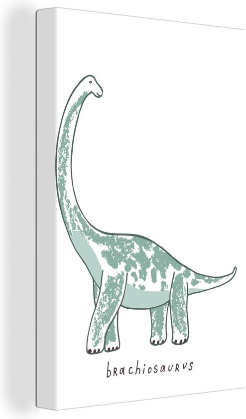 Canvas Schilderij Kinderkamer- Brachiosaurus - Dinosaurus - Jongetjes - Meiden - Kind - 20x30 cm - Wanddecoratie