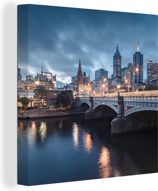 Toile Peinture Australie - Melbourne - Skyline - 90x90 cm - Décoration murale