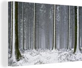 Canvas Schilderij Bomen - Winter - Sneeuw - 30x20 cm - Wanddecoratie