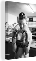 Toile Peinture Boxe - Femme - Sport - 20x30 cm - Décoration murale