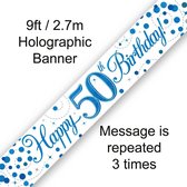Oaktree - Banner Happy 50 Birthday Blue Holographic